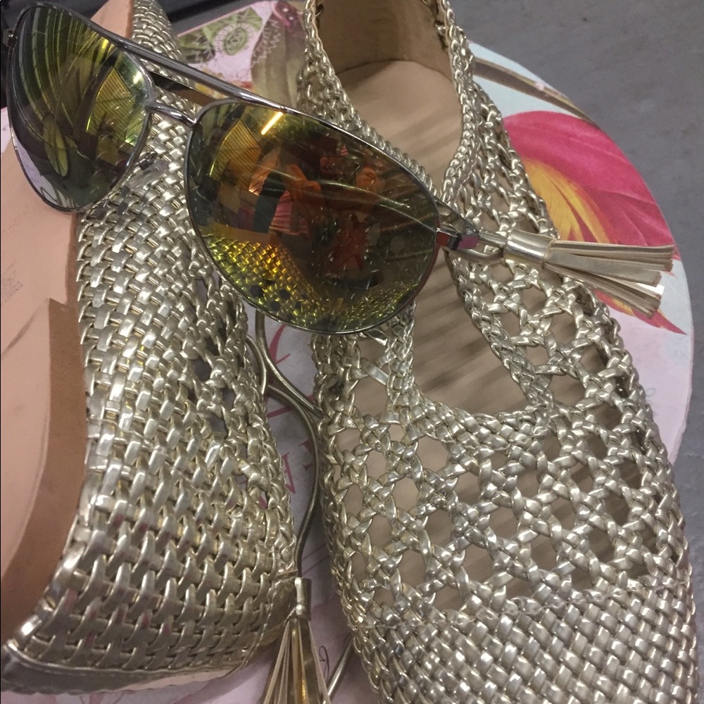 SOLD- NEW - ZARA Metallic Woven Summer Loafers